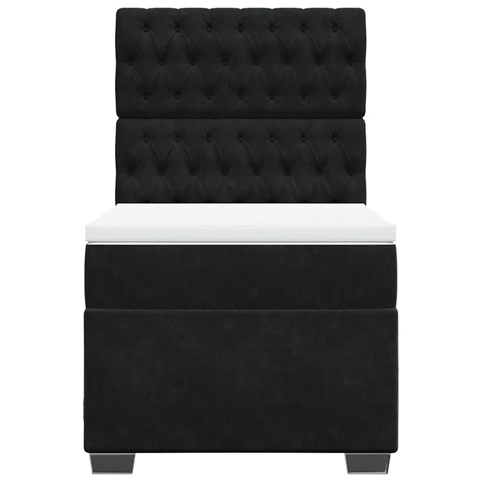 Pat box spring cu saltea, negru, 90x190 cm, catifea - WALTI WALTI
