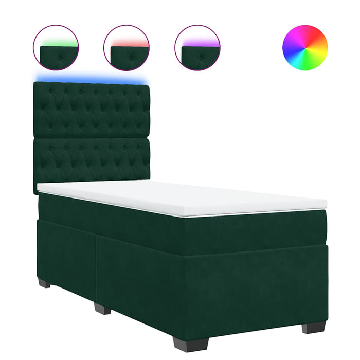 Pat box spring cu saltea, verde închis, 90x190 cm, catifea - WALTI WALTI