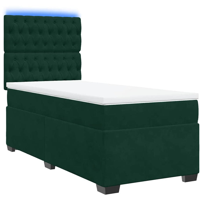 Pat box spring cu saltea, verde închis, 90x190 cm, catifea - WALTI WALTI