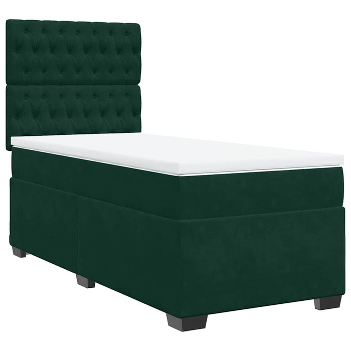 Pat box spring cu saltea, verde închis, 90x190 cm, catifea - WALTI WALTI