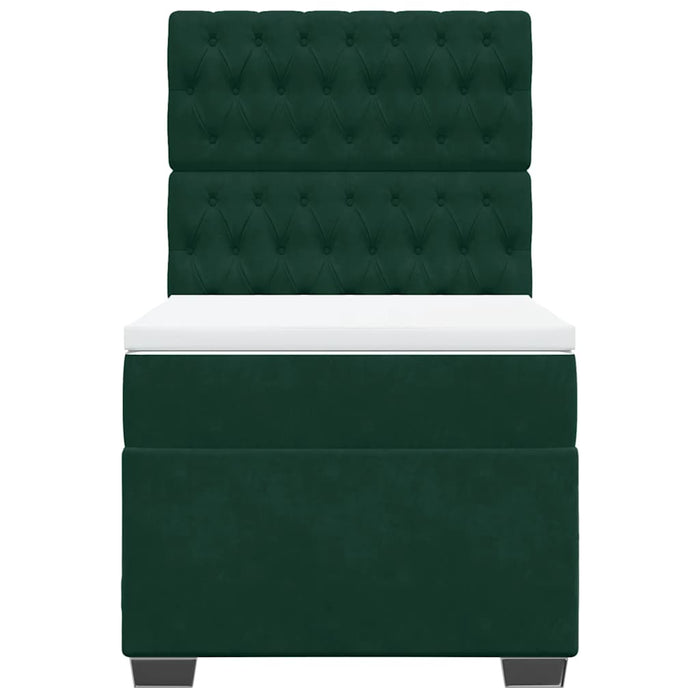 Pat box spring cu saltea, verde închis, 90x190 cm, catifea - WALTI WALTI