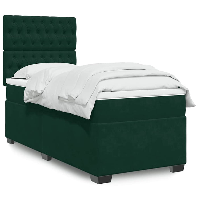 Pat box spring cu saltea, verde închis, 90x190 cm, catifea - WALTI WALTI