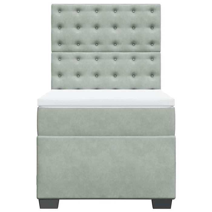 Pat box spring cu saltea, gri deschis, 90x190 cm, catifea - WALTI WALTI