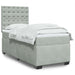 Pat box spring cu saltea, gri deschis, 90x190 cm, catifea - WALTI WALTI
