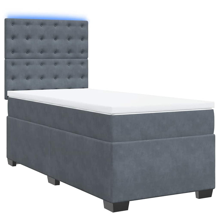Pat box spring cu saltea, gri închis, 90x190 cm, catifea - WALTI WALTI