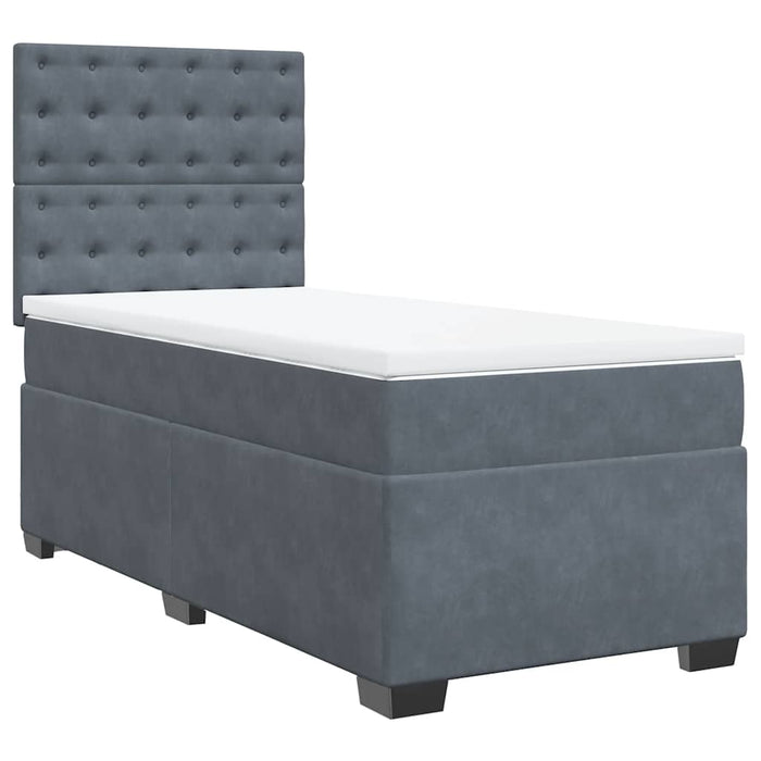 Pat box spring cu saltea, gri închis, 90x190 cm, catifea - WALTI WALTI