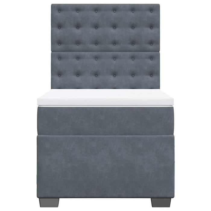 Pat box spring cu saltea, gri închis, 90x190 cm, catifea - WALTI WALTI