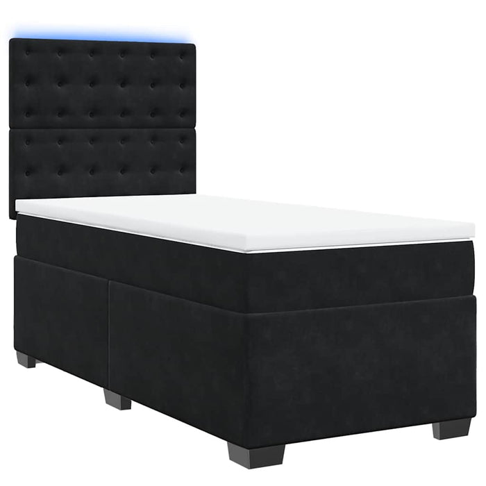 Pat box spring cu saltea, negru, 90x190 cm, catifea - WALTI WALTI