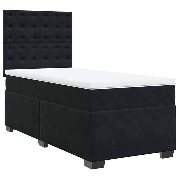 Pat box spring cu saltea, negru, 90x190 cm, catifea - WALTI WALTI
