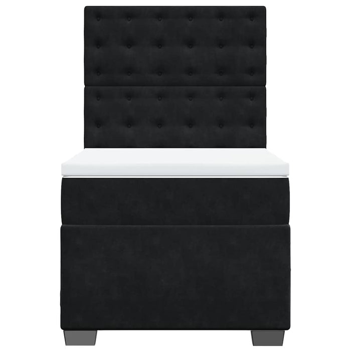 Pat box spring cu saltea, negru, 90x190 cm, catifea - WALTI WALTI