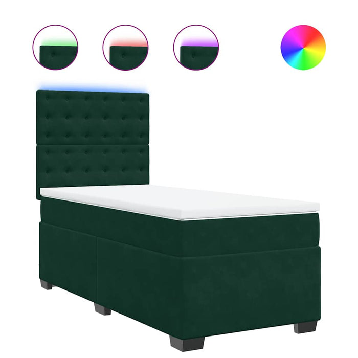 Pat box spring cu saltea, verde închis, 90x190 cm, catifea - WALTI WALTI