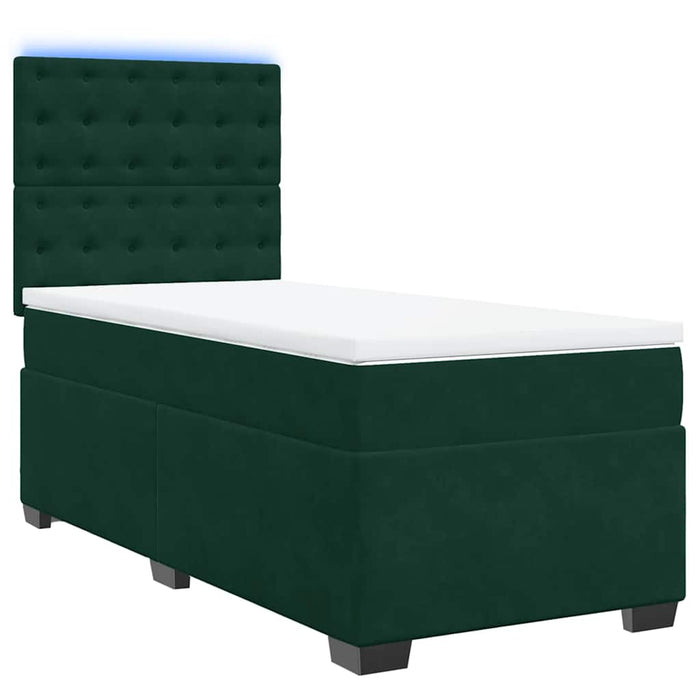 Pat box spring cu saltea, verde închis, 90x190 cm, catifea - WALTI WALTI