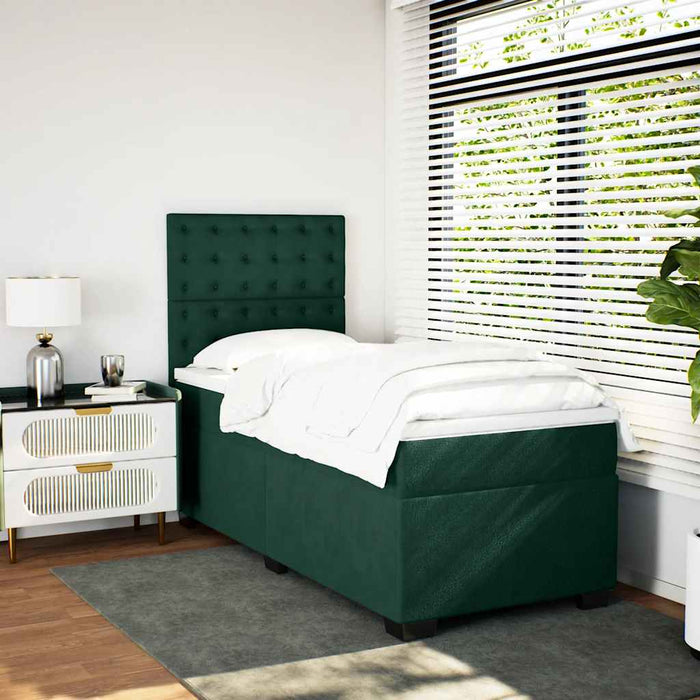 Pat box spring cu saltea, verde închis, 90x190 cm, catifea - WALTI WALTI