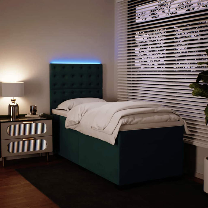 Pat box spring cu saltea, verde închis, 90x190 cm, catifea - WALTI WALTI