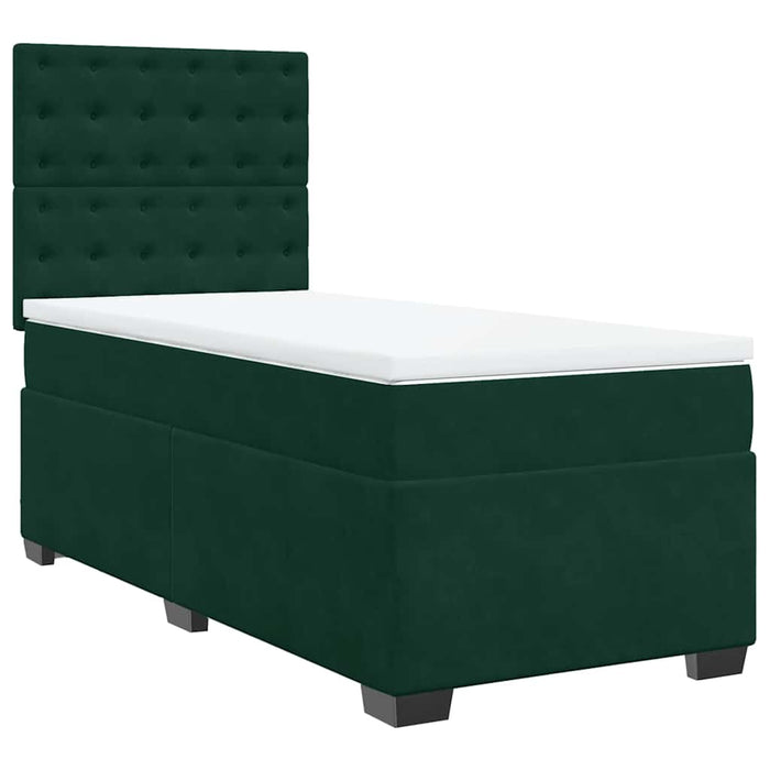 Pat box spring cu saltea, verde închis, 90x190 cm, catifea - WALTI WALTI