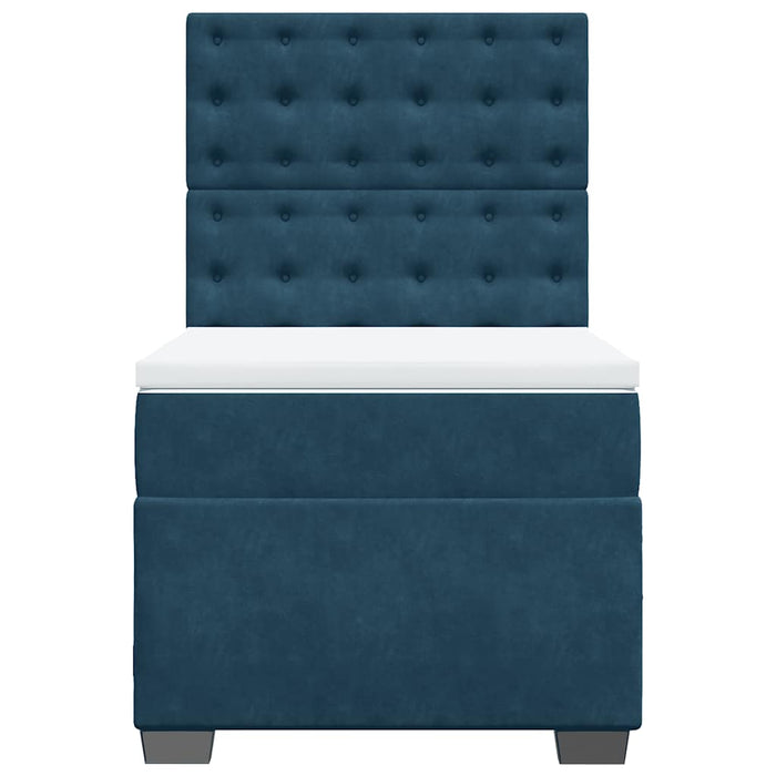 Pat box spring cu saltea, albastru, 90x190 cm, catifea - WALTI WALTI