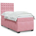 Pat box spring cu saltea, roz, 90x190 cm, catifea - WALTI WALTI