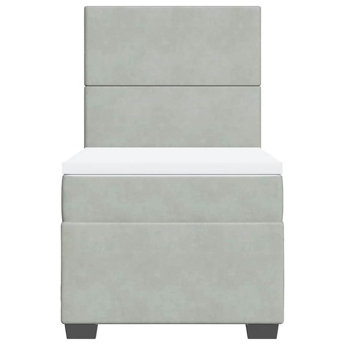 Pat box spring cu saltea, gri deschis, 90x200 cm, catifea - WALTI WALTI