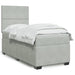 Pat box spring cu saltea, gri deschis, 90x200 cm, catifea - WALTI WALTI
