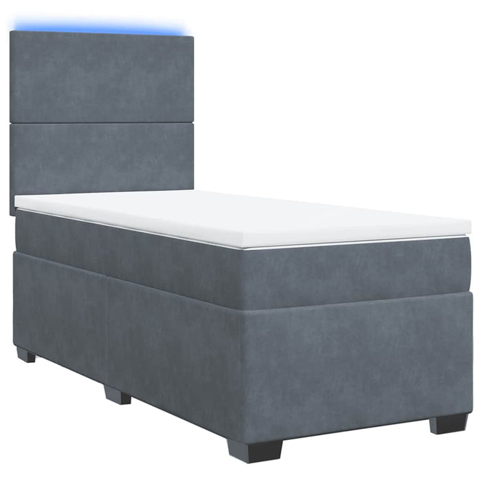Pat box spring cu saltea, gri închis, 90x200 cm, catifea - WALTI WALTI