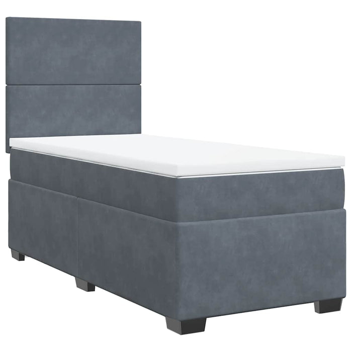 Pat box spring cu saltea, gri închis, 90x200 cm, catifea - WALTI WALTI