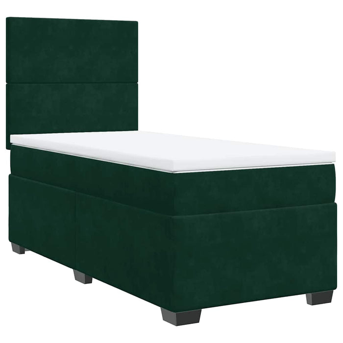Pat box spring cu saltea, verde închis, 90x200 cm, catifea - WALTI WALTI