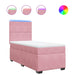 Pat box spring cu saltea, roz, 90x200 cm, catifea - WALTI WALTI