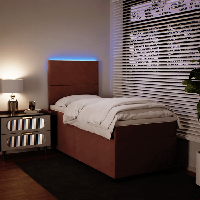 Pat box spring cu saltea, roz, 90x200 cm, catifea - WALTI WALTI