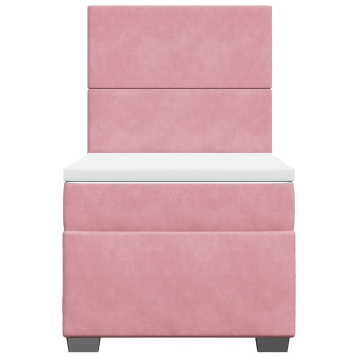 Pat box spring cu saltea, roz, 90x200 cm, catifea - WALTI WALTI