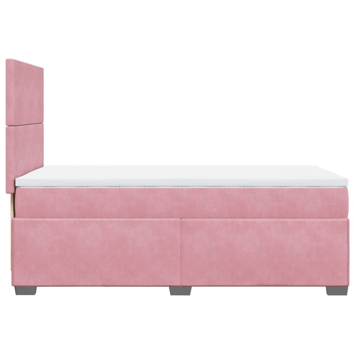 Pat box spring cu saltea, roz, 90x200 cm, catifea - WALTI WALTI
