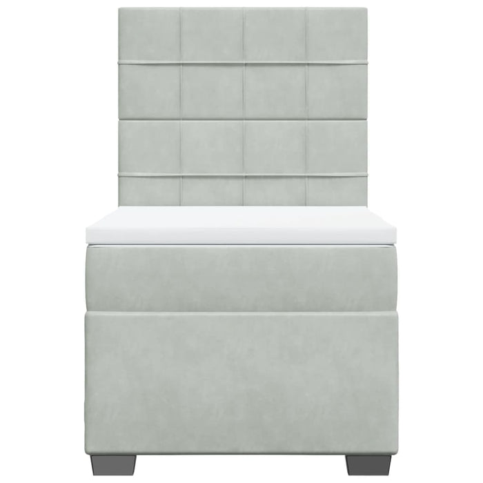 Pat box spring cu saltea, gri deschis, 90x200 cm, catifea - WALTI WALTI