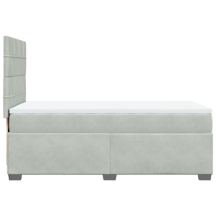 Pat box spring cu saltea, gri deschis, 90x200 cm, catifea - WALTI WALTI