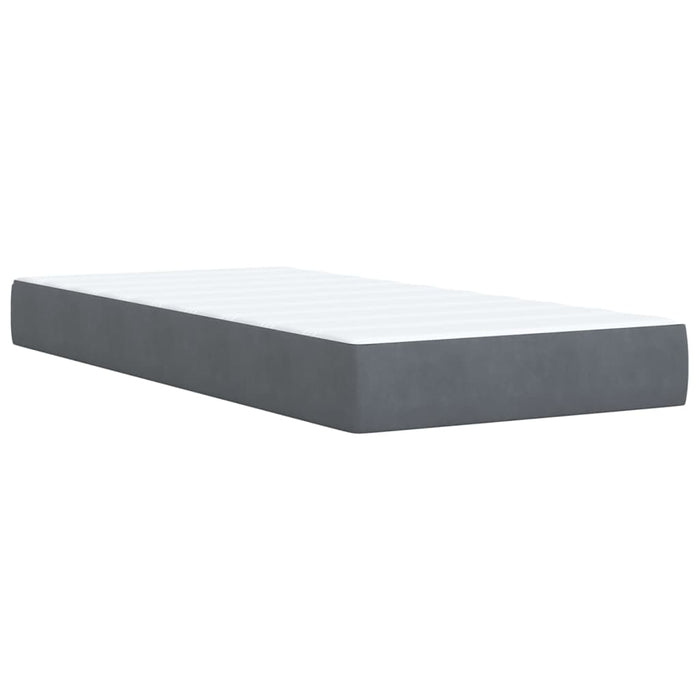 Pat box spring cu saltea, gri închis, 90x200 cm, catifea - WALTI WALTI