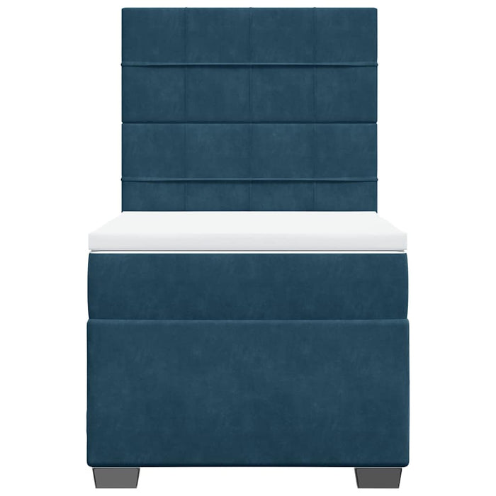 Pat box spring cu saltea, albastru, 90x200 cm, catifea - WALTI WALTI