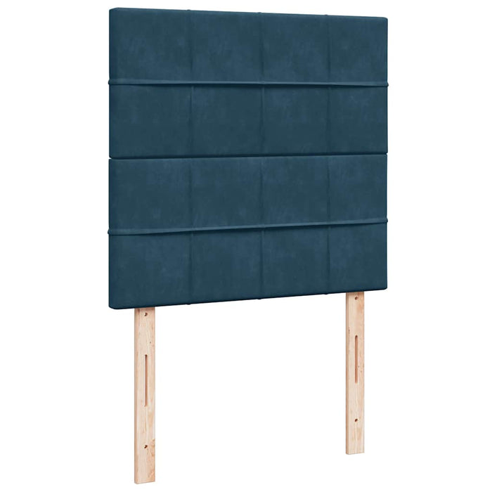 Pat box spring cu saltea, albastru, 90x200 cm, catifea - WALTI WALTI