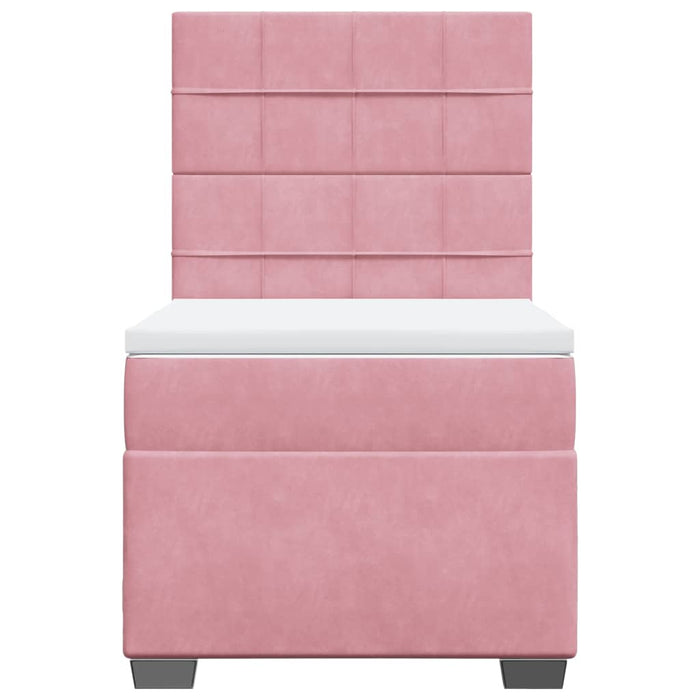 Pat box spring cu saltea, roz, 90x200 cm, catifea - WALTI WALTI