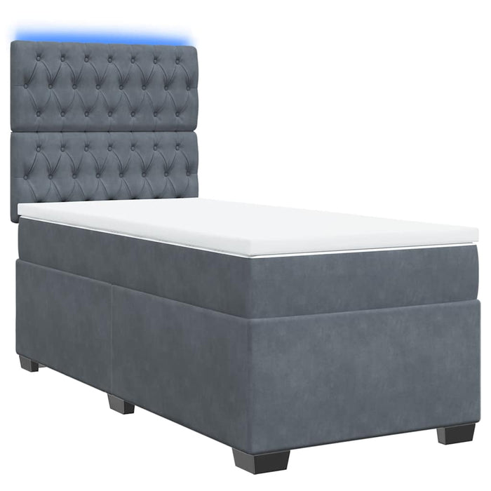 Pat box spring cu saltea, gri închis, 90x200 cm, catifea - WALTI WALTI