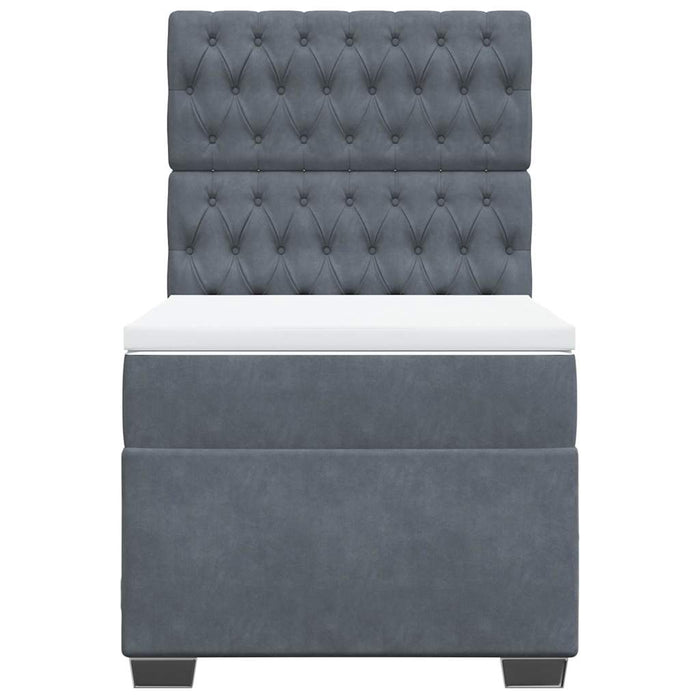 Pat box spring cu saltea, gri închis, 90x200 cm, catifea - WALTI WALTI