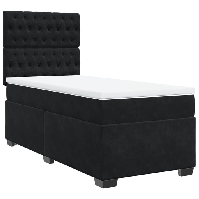 Pat box spring cu saltea, negru, 90x200 cm, catifea - WALTI WALTI
