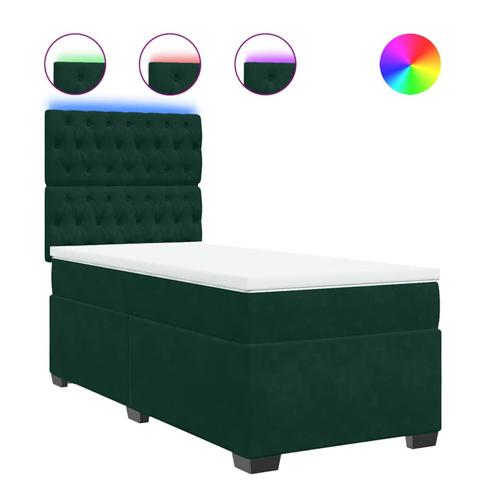 Pat box spring cu saltea, verde închis, 90x200 cm, catifea - WALTI WALTI