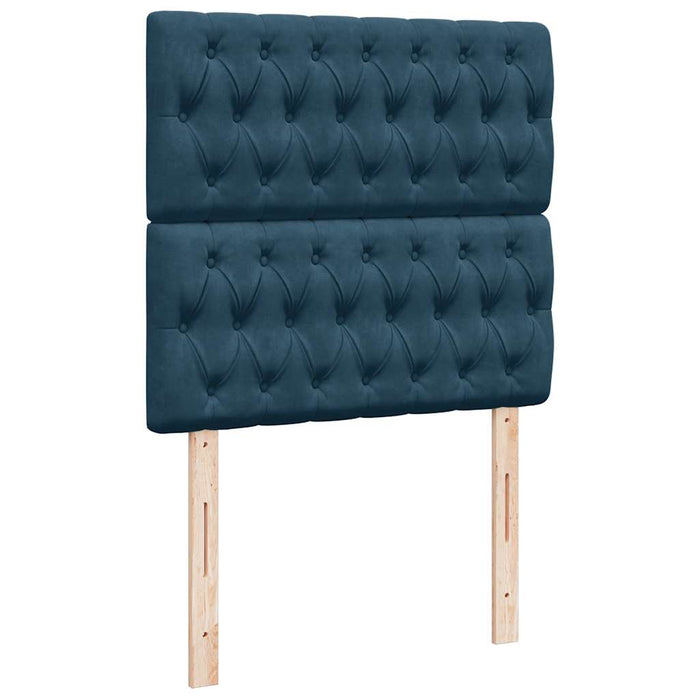 Pat box spring cu saltea, albastru, 90x200 cm, catifea WALTI