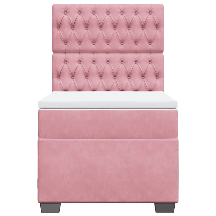 Pat box spring cu saltea, roz, 90x200 cm, catifea - WALTI WALTI