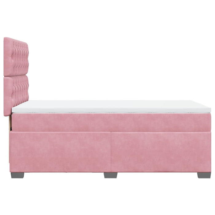 Pat box spring cu saltea, roz, 90x200 cm, catifea - WALTI WALTI