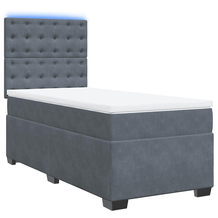 Pat box spring cu saltea, gri închis, 90x200 cm, catifea - WALTI WALTI