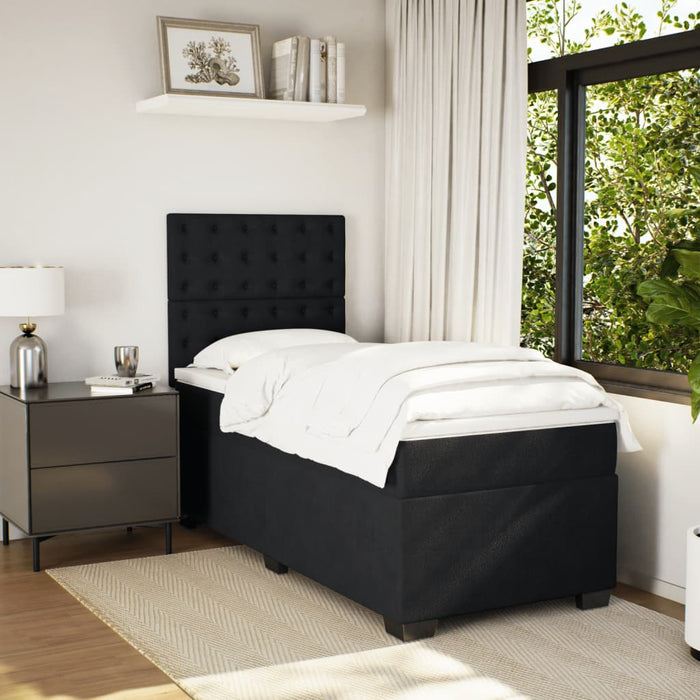 Pat box spring cu saltea, negru, 90x200 cm, catifea - WALTI WALTI
