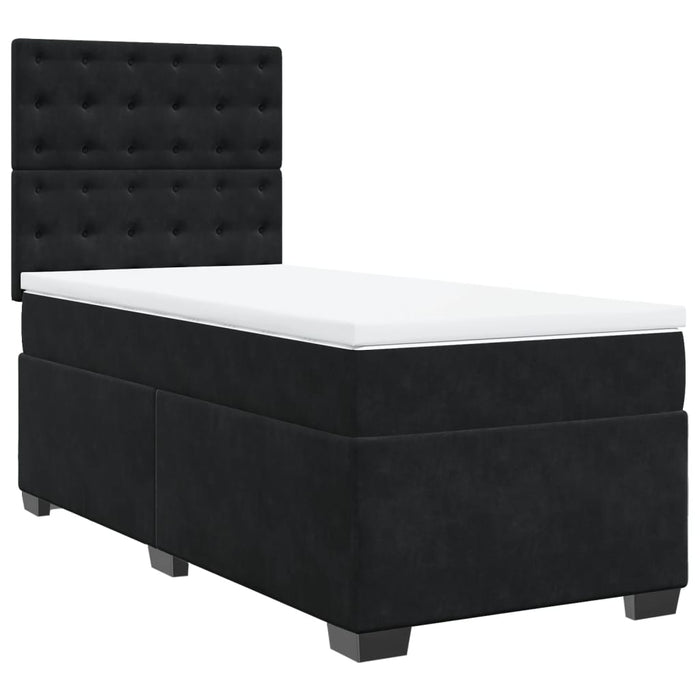 Pat box spring cu saltea, negru, 90x200 cm, catifea - WALTI WALTI