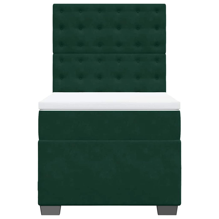 Pat box spring cu saltea, verde închis, 90x200 cm, catifea - WALTI WALTI