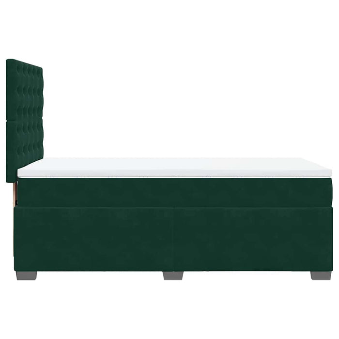 Pat box spring cu saltea, verde închis, 90x200 cm, catifea - WALTI WALTI