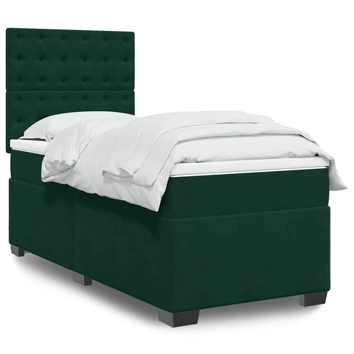 Pat box spring cu saltea, verde închis, 90x200 cm, catifea - WALTI WALTI