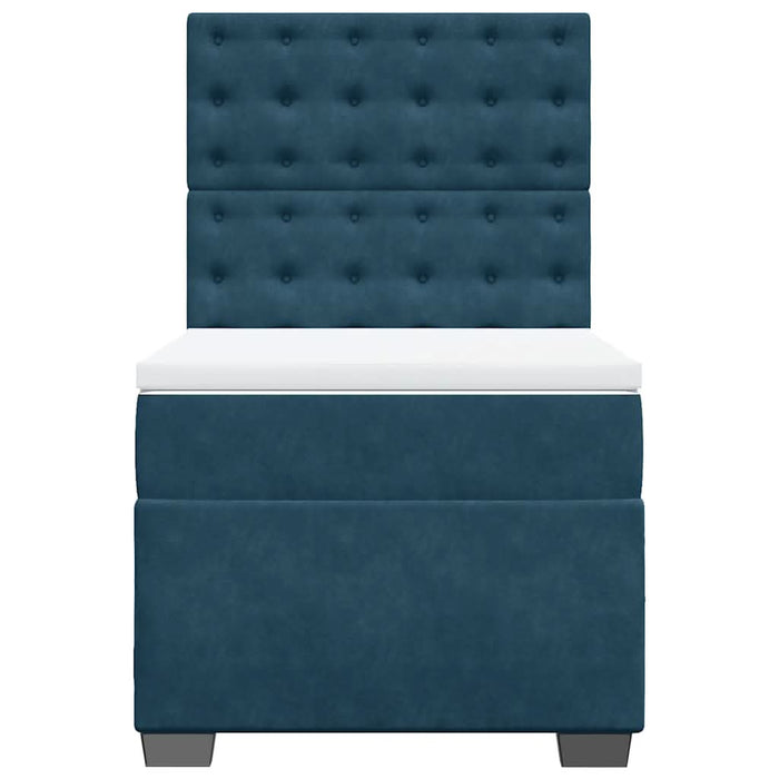 Pat box spring cu saltea, albastru, 90x200 cm, catifea - WALTI WALTI
